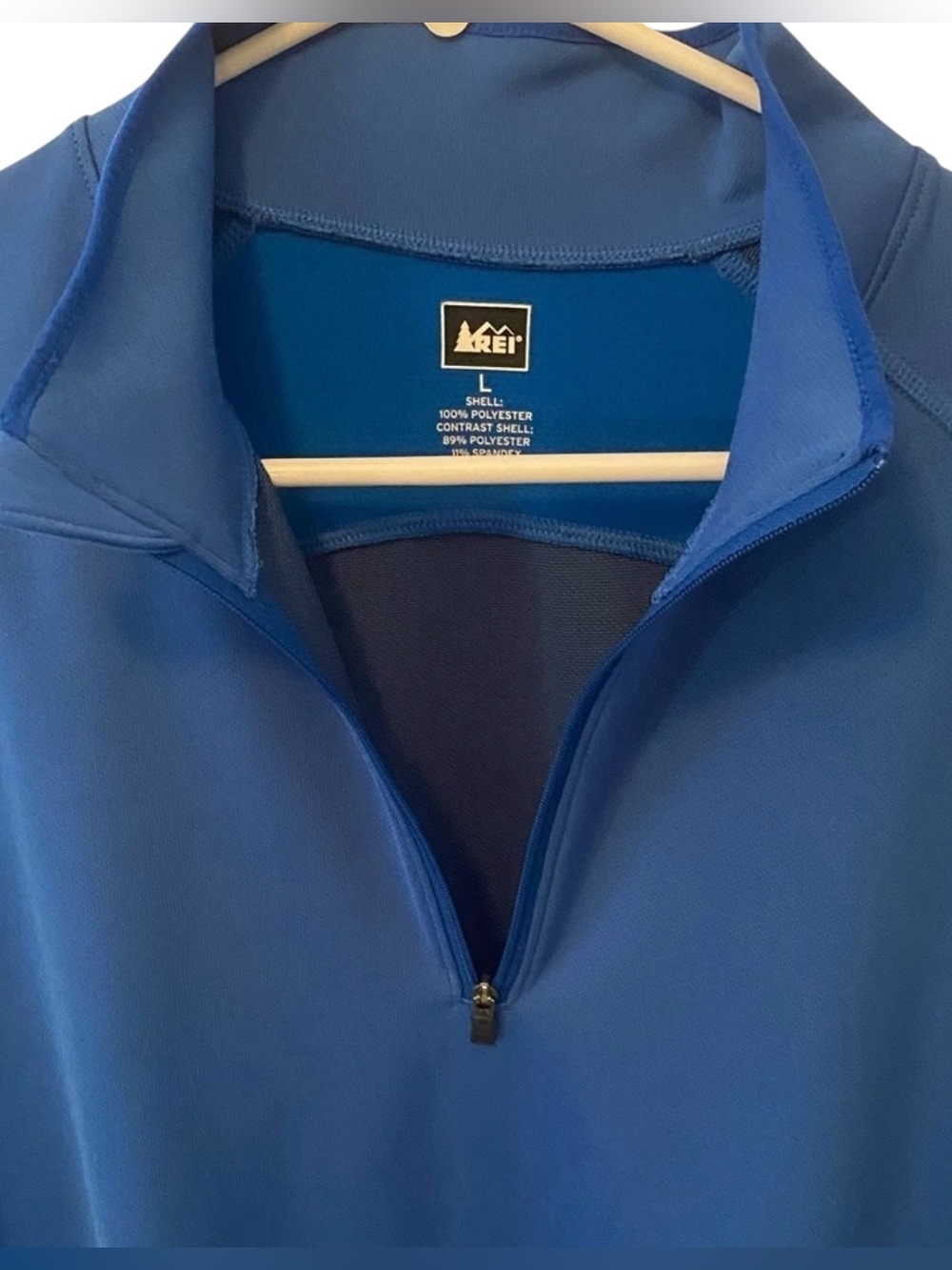 REI Co-op Blue Quarter Zip Pullover L Performance Hiking Trail Gorpcore Men - Picture 3 of 14
